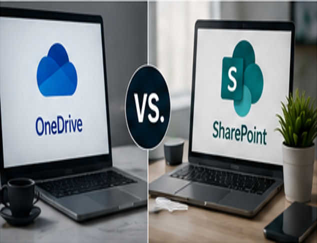 OneDrive versus SharePoint file storage comparison for Houston businesses using Microsoft 365